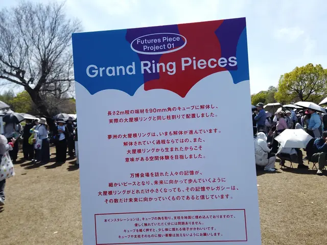 Grand Ring Pieces（大屋根リング端材のキューブ）の説明看板